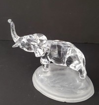 Cristal d&#39;Arques Boutique 24% Lead Crystal 6x6 Elephant Figurine On Frosted Bas - £12.41 GBP