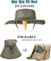 Men's Wide Brim Sun Hat Khaki Breathable Mesh UPF50+ Fishing Gardening Sun Hat image 7
