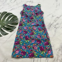 CDC Womens Vintage Y2k Floral Sheath Dress Size 6 Blue Purple Sleeveless - £22.85 GBP