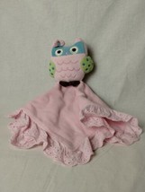2013 Babies R Us Pink Owl Plush Security Blanket Lovey Pink Eyelet Trim 14&quot; Soft - £8.60 GBP