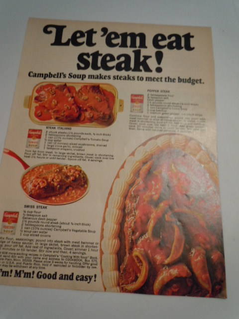 Vintage Campbell's Soup Let'em Eat Steak Print Magazine Advertisement 1968  - $5.99