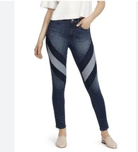 ELLA MOSS high rise stretch skinny contrast denim stripe jeans size 32 - £26.84 GBP