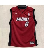 Miami Heats #6 Lebron James Jersey Youth Large Red Adidas Embroidered NB... - $57.01 CAD