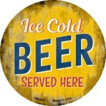 Ice Cold Beer Served Here Novelty Metal Mini Circle Magnet CM-848 - £10.29 GBP