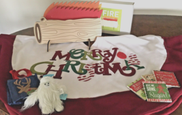 Christmas Tree Skirt, 4 Coasters, Ornament, Denim Bag, Faux Fire Birch *READ* - £22.13 GBP