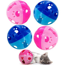 4 Pc Colorful Bells Balls Cat Kitten Toy Pets Large Interactive Puppy Dog Play - £30.45 GBP