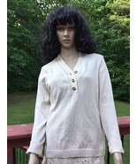 Calvin Klein Womens Beige Gold Metallic Pullover Sweater Petite XL Long ... - €17,19 EUR