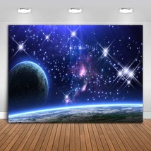 Galaxy Backdrop Stars Sky Background Dark Blue Halo Glitters Stars Purpl... - £41.60 GBP