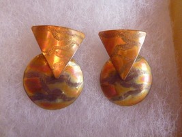 Artisan Dangle Post Earrings Mixed Metals Modernist - £16.95 GBP