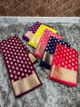 Banarasi Semi Georgette Soft Silk Saree Double Zari Weaving || Rich Pallu Weddin - £69.46 GBP