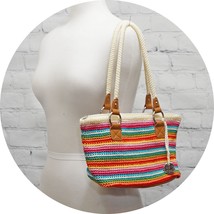 The SAK Originals Newport Rainbow Stripe Crochet Leather Tote Small - £17.29 GBP