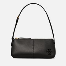 Tory Burch McGraw Pebble Leather Wedge Shoulder Bag ~NWT~ Black - £249.00 GBP