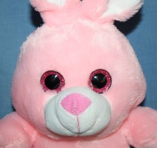Hug & Luv Love Easter Bunny Rabbit 9" Pink Sparkle Eye Plush Green Feet Soft Toy - $10.70