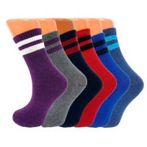 Colorful Cotton Crew Socks for Women with Striped  6 Pairs Size 9-11 - £11.05 GBP