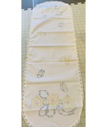 Flower &amp; ribbon stamped cross stitch table runner 13”x 36” - £9.52 GBP