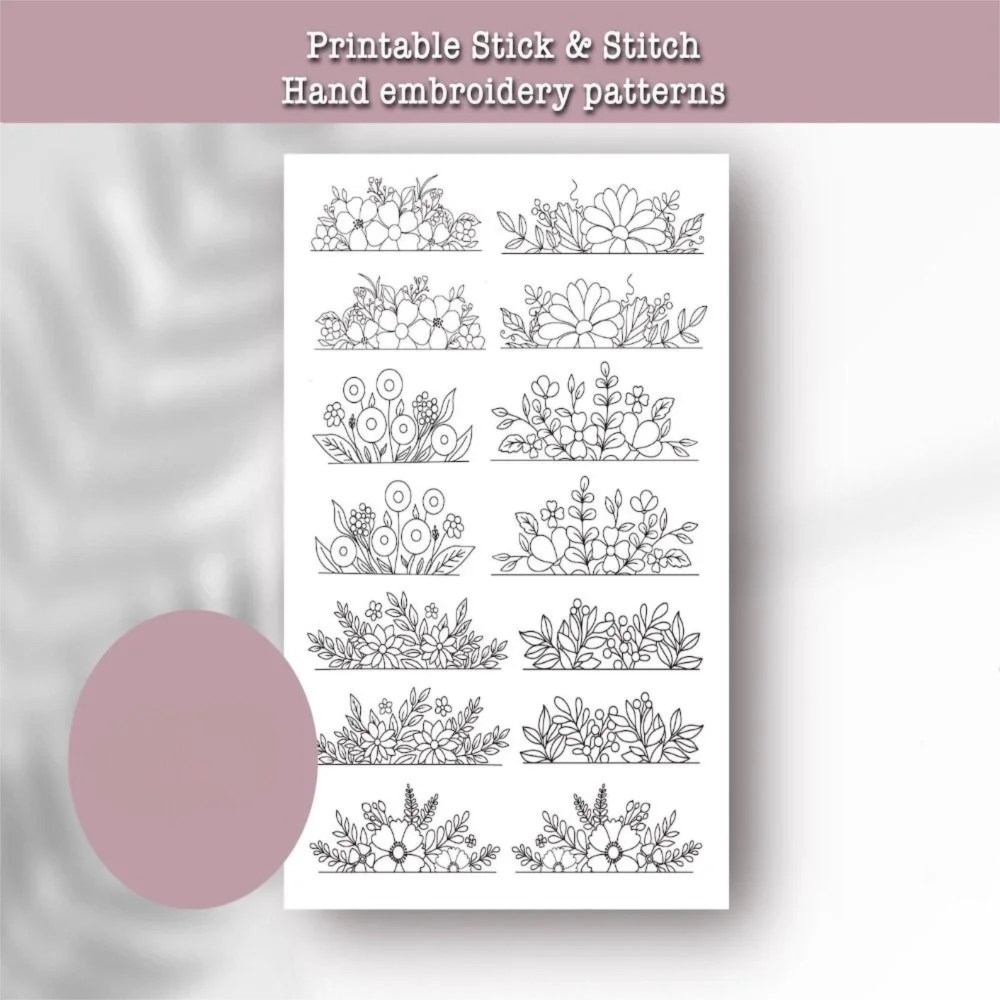 Flowers and Ocean Embroidery Pattern Stitching Paper DIY Handmade Colorf... - $3.77 CAD
