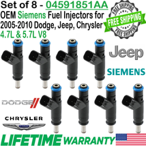 OEM 8 Sets Siemens FLEX Fuel Injectors For 2008, 2009, 2010 Dodge Dakota 4.7L V8 - £130.31 GBP