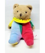 Vintage Color Block Rainbow Teddy Bear Velour Primary Colors Stuffed Plu... - $24.35 CAD
