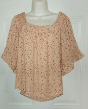 Sienna Sky Pink Floral Ruffle Bell Short Sleeve Tunic Top Blouse Size 5 - $12.34