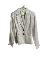 Kim Rogers Blazer Linen Jacket Sz 12 Beige Lined Single Breasted Pockets - $14.00