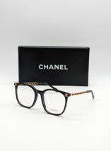 New Chanel CH3435 Square Acetate Eyeglasses Black &amp; Gold Frame - £195.76 GBP