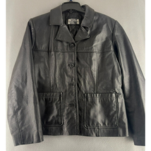 Bagatelle Women&#39;s Jacket Med Black Genuine Leather Long Sleeve Button-Up - £28.22 GBP