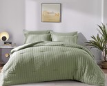 Full Seersucker Comforter Set With Sheets Sage Green Bed In A Bag 7-Piec... - $114.99