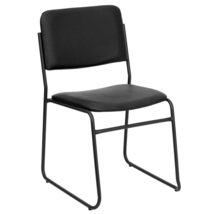 HERCULES Series Heavy-Duty Black Vinyl Stackable Chair with Sled Base - ... - $112.00
