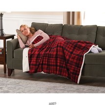 Hammacher Wearable Traditional Throw Blanket Red/Black Plaid Snuggie Red &amp; Black - £30.36 GBP