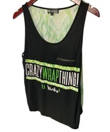 It Works Women Tank Top Size Large Green Black Sheer Back Mixedmedia Zip... - $371.86 MXN