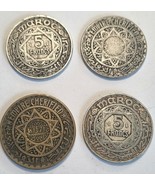 Lot 4 Vintage Moroccan Coins 1950-51, AH 1370-1 Empire Cherifien 5 and 50 Francs - $69.00
