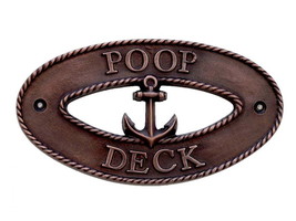[Pack Of 2] Antique Copper Poop Deck Oval Sign with Anchor 8&quot;&quot; - £41.72 GBP