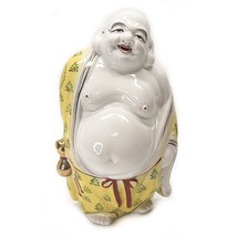 Smiling Buddha Chinese Famille Rose Porcelain Statue 10x5x4&quot; Mid-Century... - £78.19 GBP