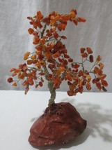 Vtg Full Amber Stone tree of Luck on Rhyolite Lava Rock 8&quot; tall - £59.95 GBP