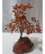 Vtg Full Amber Stone tree of Luck on Rhyolite Lava Rock 8&quot; tall - £58.63 GBP