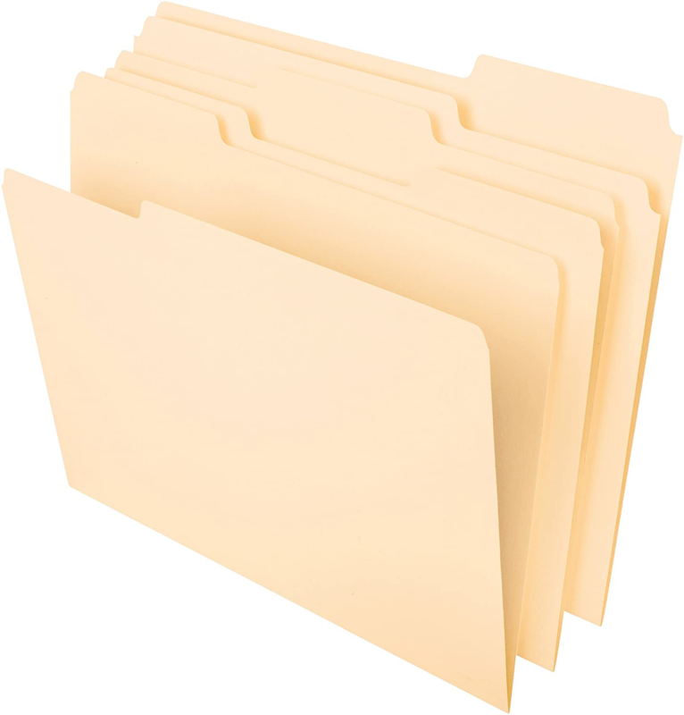 File Folders Letter Size 8-1/2" x 11" Classic Manila 1/3-Cut Tabs in Left Right  - $30.63