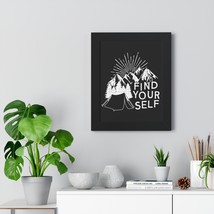 Premium Framed Vertical Poster: Find Yourself Black &amp; White Mountain Ten... - £48.60 GBP+