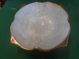 Great MILK Glass Serving Dish with Gold Trim  10&quot; x 8.75&quot; - $9.49