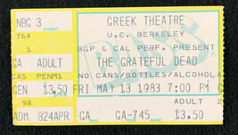 Grateful Dead Concert Ticket Stub May 13 1983 Greek Theatre UC Berkeley 5/13/83 - £35.55 GBP
