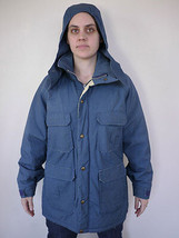 Vintage 80s WOOLRICH 60/40 Quilt Lined Hooded Navy Work Parka Jacket Womens L - £47.89 GBP