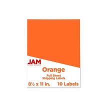 JAM Paper Shipping Labels Full Page 8 1/2 x 11 Sticker Paper Orange 10/Pack - £21.23 GBP