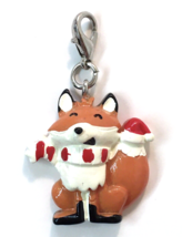 Clip on Charm Christmas Holiday  Cute Winter Fox in Santa Gear for Bracelet - £5.59 GBP