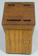 CUTCO USA Studio 4 Slot Solid Honey Oak Knife Block Very Good Condition - $24.99