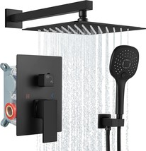 Aolemi Matte Black Shower System 12 Inch Rainfall Shower Head Set With 3 - £144.71 GBP