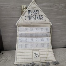 Hanging Advent Calendar Glitter Fabric Unbranded White Christmas Countdown  - $10.00