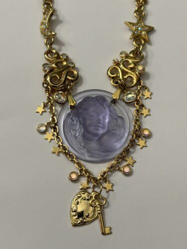 Vintage Kirks Folly Purple Dream Angel Art Nouveau Style Cameo Necklace AB - $102.84