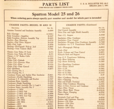 1931 Sparton Model 25 And 26 Parts List Short Wave Electronics Ephemera ... - $464.81 MXN