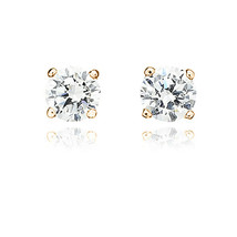 Authentic Crislu Solitaire Stud Earrings, Rose Gold Plated Silver  - 2.0 ct. - £47.09 GBP
