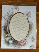 Gallery Graphics Vintage Reproduction Pink Flowers &amp; Brook Oval Picture Photo Ma - £8.82 GBP