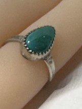 Old Pawn Navajo sterling silver green turquoise ring size 4 - £36.19 GBP